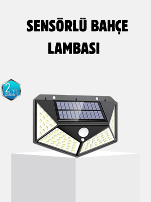 Güneş Enerjili 100 LED Dış Mekan Lamba – Hareket Sensörlü, 2200mAh Bataryalı Solar Aydınlatma
