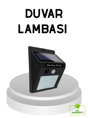 20 LED Güneş Paneli Aydınlatma – Fotoselli ve Hareket Algılamalı Dış Mekan Duvar Lambası