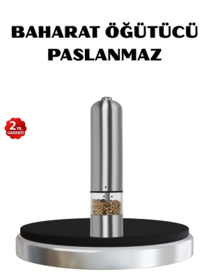 Modern Otomatik Baharat Öğütücü Seti – Pilli, Paslanmaz Çelik, LED Aydınlatmalı