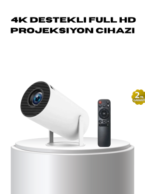 4K Destekli Full HD Projeksiyon Cihazı – 130 inç Geniş Ekran, WiFi ve HDMI Bağlantılı