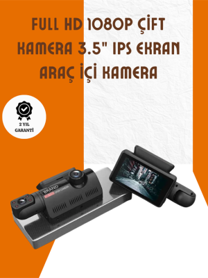 Araç İçi ve Ön Kameralı 3 İnç IPS Ekranlı Full HD Güvenlik Kamerası