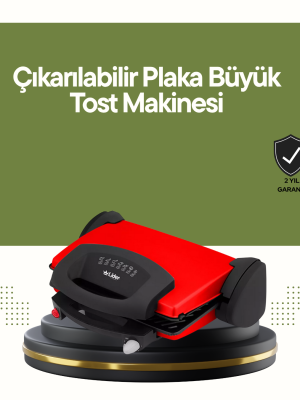 Profesyonel 2000W Tost Makinesi – Ayarlanabilir Termostat ve Çıkarılabilir Plaka