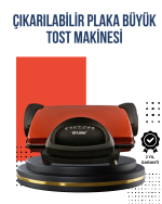 Kompakt Izgara ve Tost Makinesi – Çıkarılabilir Plaka, Döküm Gövde