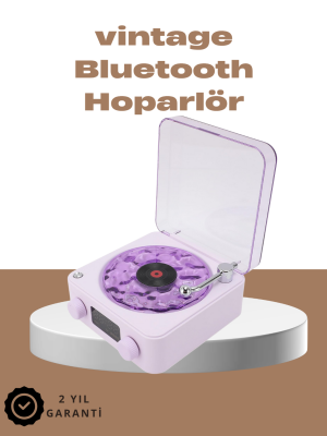 360° Sesli Kablosuz Hoparlör – Retro Tasarım ve Projektör Işığı