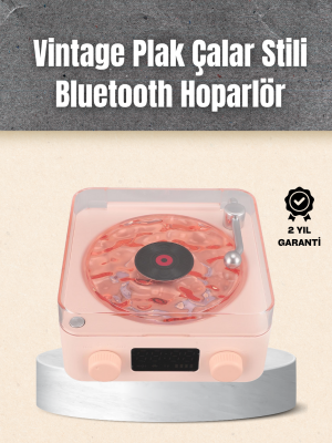 Retro Bluetooth Hoparlör – Yumuşak Gece Lambası ve Saat Göstergeli