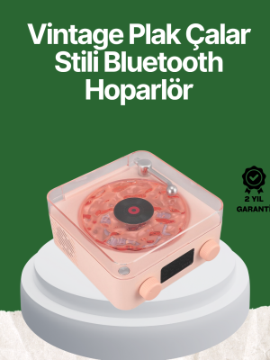 Vintage Tarz Bluetooth Hoparlör – Gece Işığı ve Zaman Göstergeli