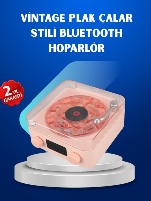 Retro Saatli Bluetooth Hoparlör – Gece Lambalı Kristal Ses Kalitesi