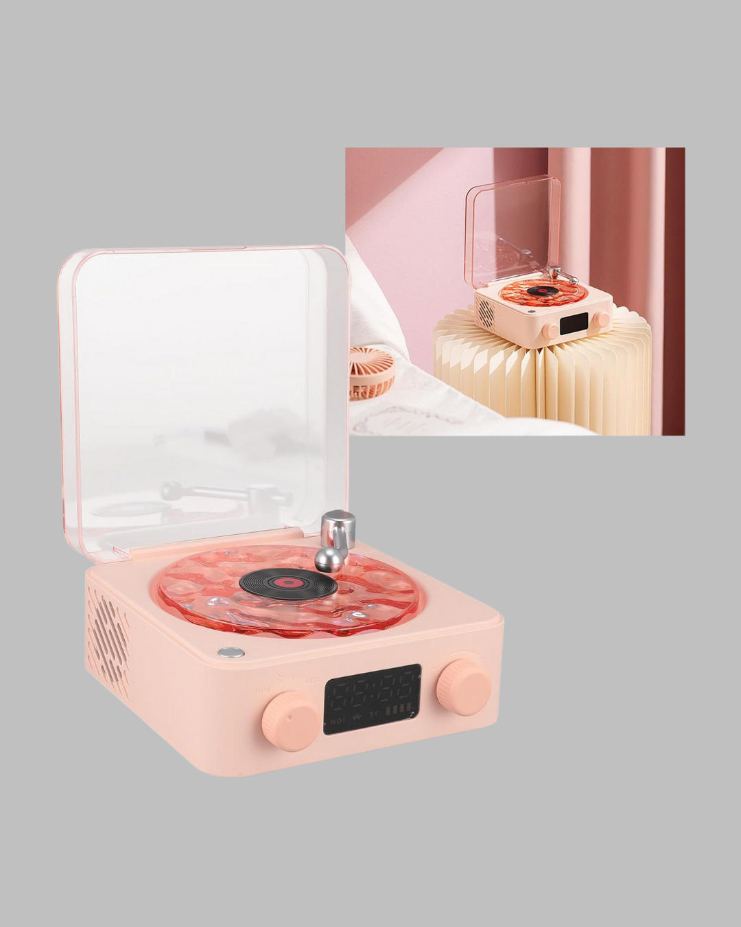 1238738_9-83.png Retro Saatli Bluetooth Hoparlör – Gece Lambalı Kristal Ses Kalitesi - Görsel 4