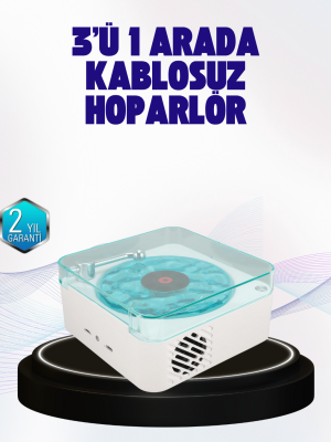 Dekoratif Gece Işıklı Bluetooth Hoparlör – Zaman ve Pil Ekranlı