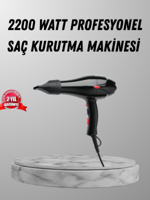 2200W Fön Makinesi – Profesyonel AC Motor, Soğuk ve Sıcak Üfleme
