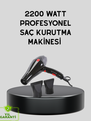 Profesyonel 2200W Fön Makinesi – AC Motorlu, Hızlı Kurutma, Hafif Tasarım