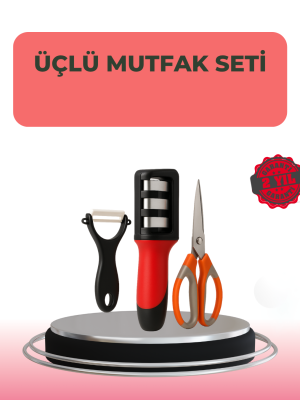 3 Parçalı Çok Fonksiyonlu Mutfak Makas Seti – Paslanmaz Çelik, Ergonomik Tasarım