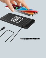 Kaymaz Manyetik Kablosuz Şarj Pedi – Araç, Ofis ve Ev Kullanımına Uygun - Görsel 3