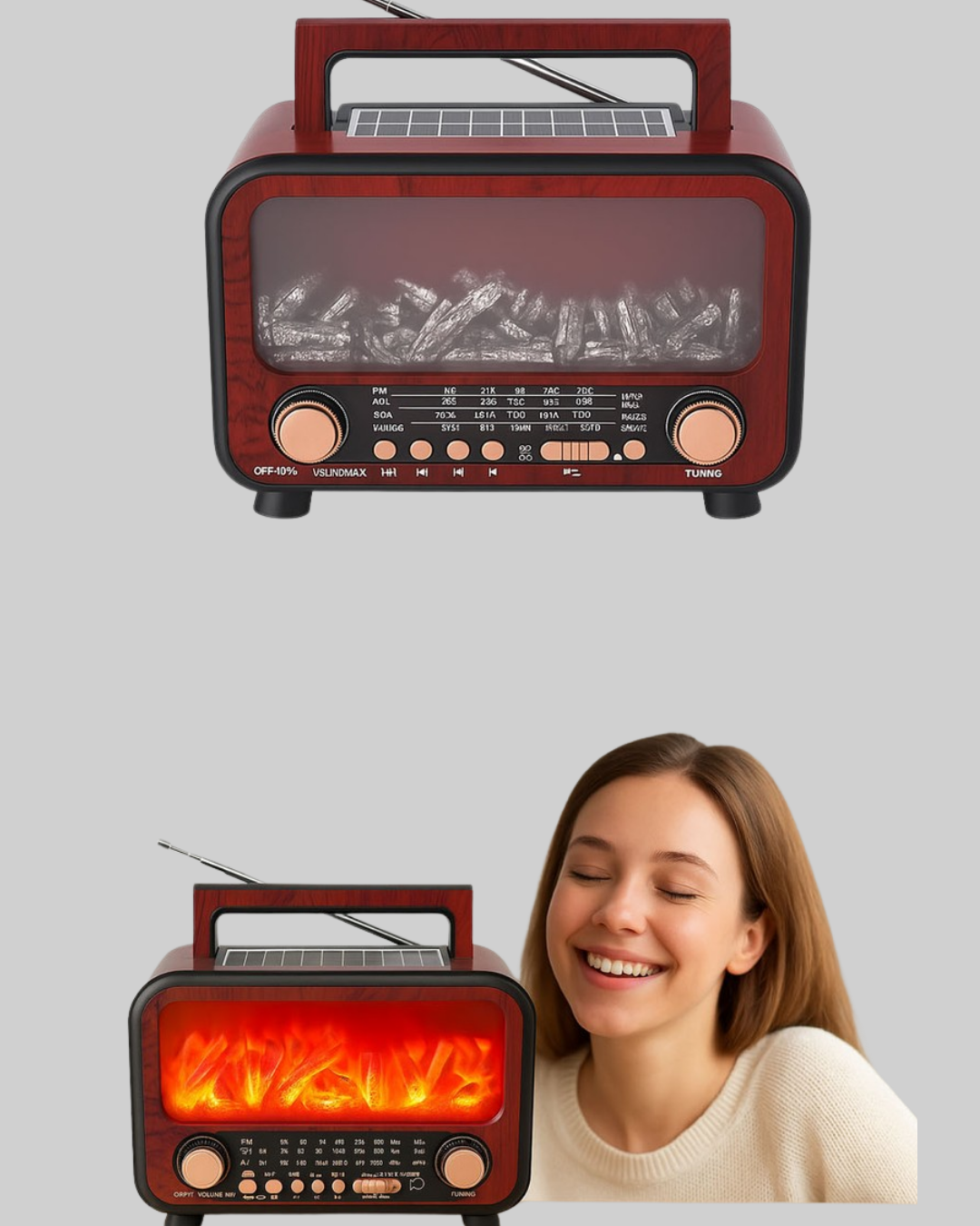 1238815_10-90.png Taşınabilir Kamp Hoparlörü – Solar Şarjlı, Şömine Efektli, 7W Güçlü Ses - Görsel 2