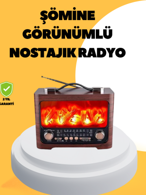 Taşınabilir Şömine Görünümlü Bluetooth Hoparlör – Solar Şarjlı, Alev Işıklı, 7W Ses