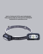 Gece Balıkçılığı İçin Ultra Parlak Şarjlı Kafa Lambası | 4 Işık Modu + USB Şarj - Görsel 3