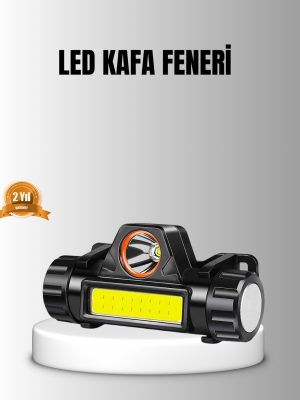 Şarjlı LED Kafa Feneri – Çift Fonksiyonlu, 200LM Işık Gücü, IP44 Suya Dayanıklı