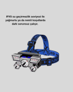 Profesyonel Şarjlı LED Far – IPX5 Suya Dayanıklı, 4 Işık Modu, Hareket Sensörlü - Görsel 5