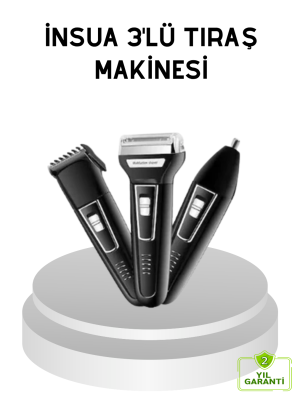 İnsua 3 Başlıklı Profesyonel Tıraş Makinesi – Sıfır Kesim, Hassas Başlık, Güçlü Motor