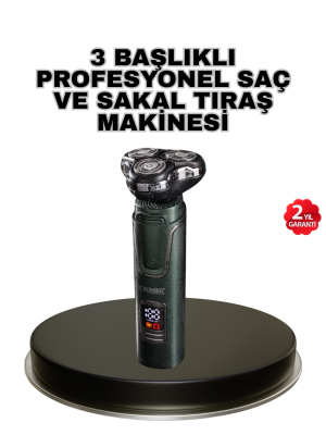 Kablosuz Profesyonel Erkek Bakım Seti – 3 Başlıklı, 3D Akıllı Kesim, Taşınabilir