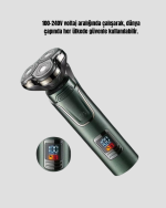 3D Akıllı Kesim Teknolojili Şarjlı Tıraş Seti – 3 Başlıklı, Paslanmaz Çelik Bıçaklı - Görsel 4