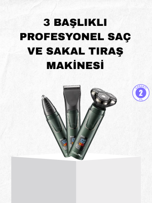 Şarjlı ve Kablosuz 3 Başlıklı Profesyonel Bakım Seti – Saç, Sakal, Burun ve Kulak Düzeltici