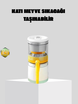 Taşınabilir Katı Meyve Sıkacağı – 45W Güçlü Motor, Çift Kesici Bıçak, USB Şarjlı ve Kompakt Tasarım
