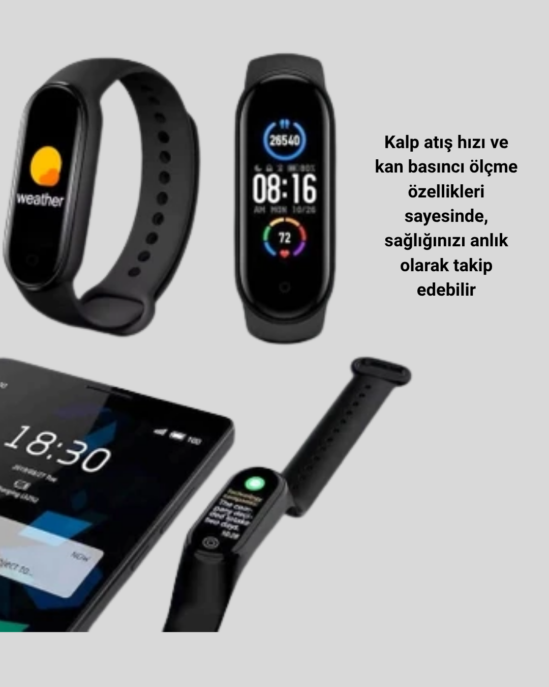 1238953_4-164.png Akıllı Bileklik – Kalp Atış, Uyku ve Adım Takibi, IP67 Su Geçirmez - Görsel 2