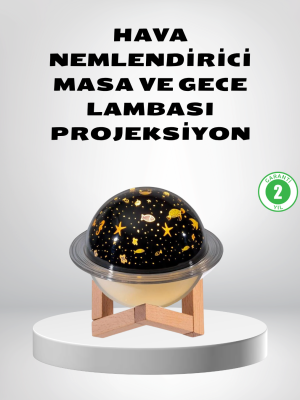 USB Projeksiyon Gece Lambası ve Hava Nemlendirici – Aromaterapi Destekli, Taşınabilir Mini