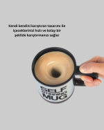 Akıllı Kendi Kendini Karıştıran Termal Kupa – Paslanmaz Çelik - Görsel 3