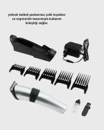 Şarjlı Saç ve Sakal Kesme Makinesi – Paslanmaz Çelik Bıçak, Ayarlanabilir Başlık - Görsel 5