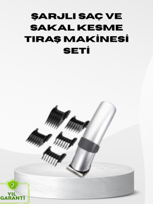 Kablosuz Profesyonel Tıraş Makinesi – Şarjlı, 60 Dakika Kullanım Süreli, Çelik Bıçaklı, Sessiz Motor