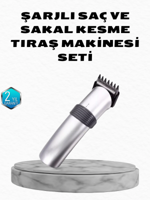 Profesyonel Şarjlı Saç ve Sakal Kesme Makinesi – Paslanmaz Çelik Bıçaklı, Ergonomik ve Sessiz Motorlu