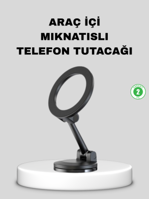 Katlanır Manyetik Araç İçi Telefon Tutucu – 360° Dönebilen, MagSafe Uyumlu, Güçlü Mıknatıslı Tasarım