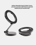 Katlanır Manyetik Araç İçi Telefon Tutucu – 360° Dönebilen, MagSafe Uyumlu, Güçlü Mıknatıslı Tasarım - Görsel 4