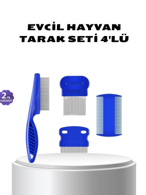 4’lü Evcil Hayvan Tüy Temizleme Seti – Paslanmaz Çelik,Plastik, Pratik ve Hijyenik Bakım