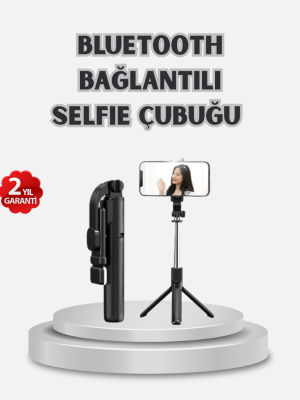 Kablosuz Bluetooth Selfie Çubuğu – 360° Dönebilir Başlık, Taşınabilir ve Şık Tasarım
