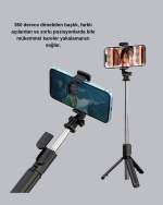 Bluetooth Selfie Çubuğu – Kablosuz, Hafif ve Yüksek Çözünürlüklü Çekim İçin - Görsel 2