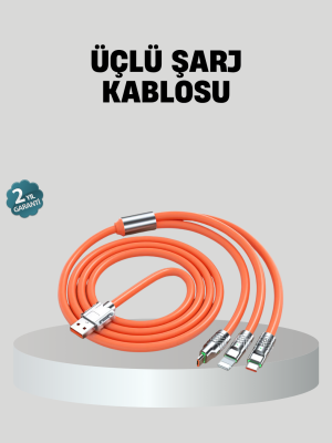 ÜÇLÜ Şarj Kablosu – Yüksek Hızlı, Dayanıklı ve Uzun Ömürlü