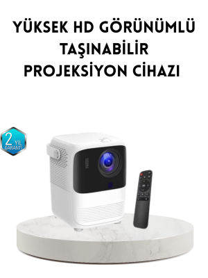 Taşınabilir Akıllı 1080P Projektör – 64GB Hafıza, 2GB RAM, Full HD Görüntü, Kumandalı