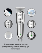 Şarjlı Gümüş Tıraş Makinesi – 3 Farklı Başlıklı, 120 Dakika Çalışma Süreli, Cilt Dostu Erkek Bakım Cihazı - Görsel 5