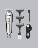 Gümüş Desenli Şarjlı Tıraş Makinesi – 120 Dakika Çalışma Süresi, 3 Başlıklı - Görsel 3