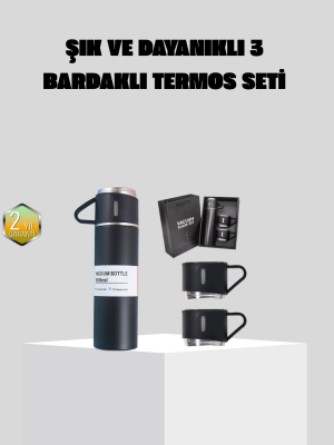 Paslanmaz Çelik 500 ml Termos Seti – 8 Saat Isı Koruma, Vakumlu, Sızdırmaz ve Taşınabilir