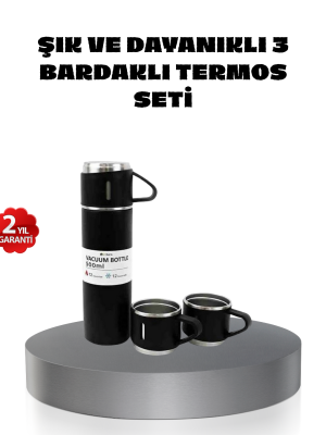 500 ml Paslanmaz Çelik Termos Seti – Sızdırmaz, Vakumlu, Isı Koruma Özellikli, Taşınabilir Termos