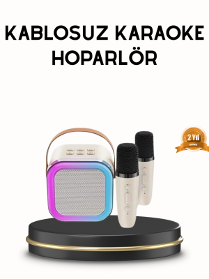Bluetooth Karaoke Hoparlör Renkli LED Işıklı ve Type-C Şarjlı