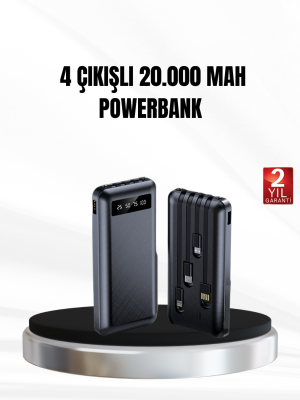 Powerbank 20000 mAh LED Fenerli ve Çoklu Güvenlik Korumasına Sahip