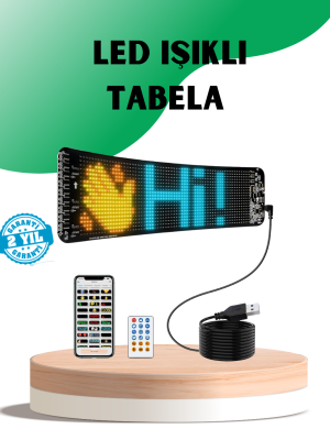 USB Destekli LED Mağaza Tabelası – Renkli RGB Kayan Yazı Paneli