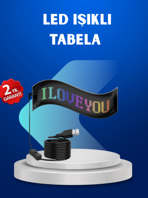 RGB Renkli LED Ekran Tabela USB Bağlantılı ve Kayan Yazı Destekli