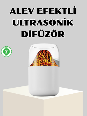 Ultrasonik Alev Efektli Aromaterapi Difüzörü USB Şarjlı ve Otomatik Kapanma Özellikli