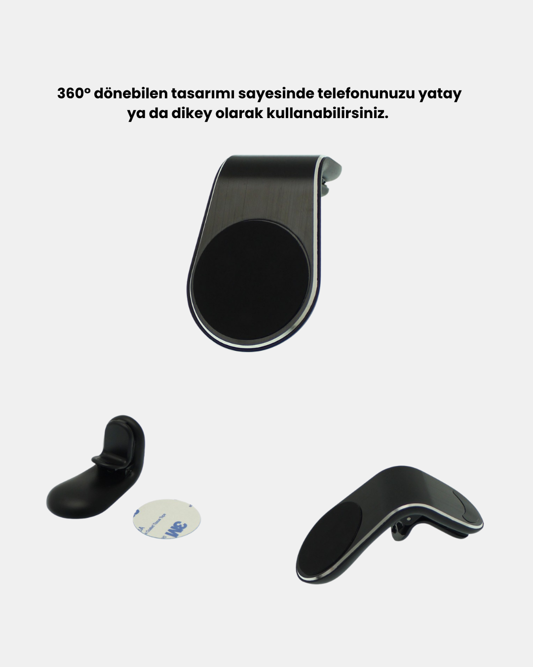 1239194_6-3.png 360° Dönebilen Manyetik Araç Telefon Tutucu Sarsıntısız ve Şık Tasarımlı - Görsel 4